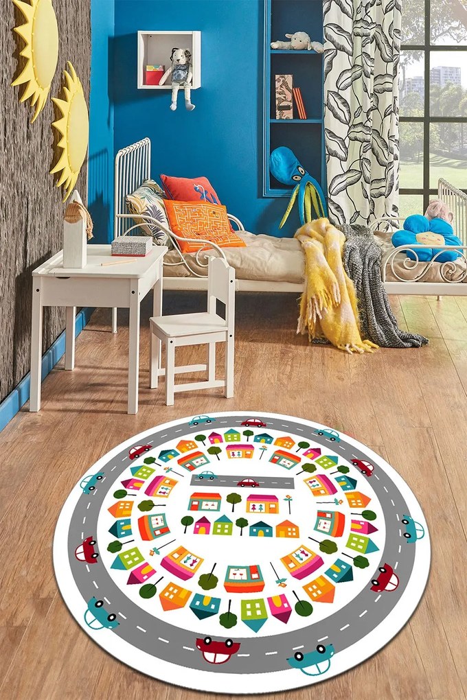 Χαλί Colorful City 876CHL1539 White-Multi Conceptum Hypnose 200X200cm Round