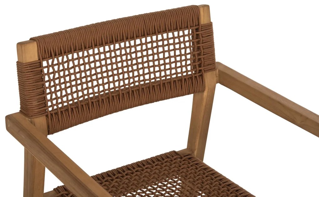 Πολυθρόνα CHARLOTTE Ξύλο Teak Φυσικό και Καφέ Σχοινί 59x54x83Y εκ. 59x54x83 εκ.