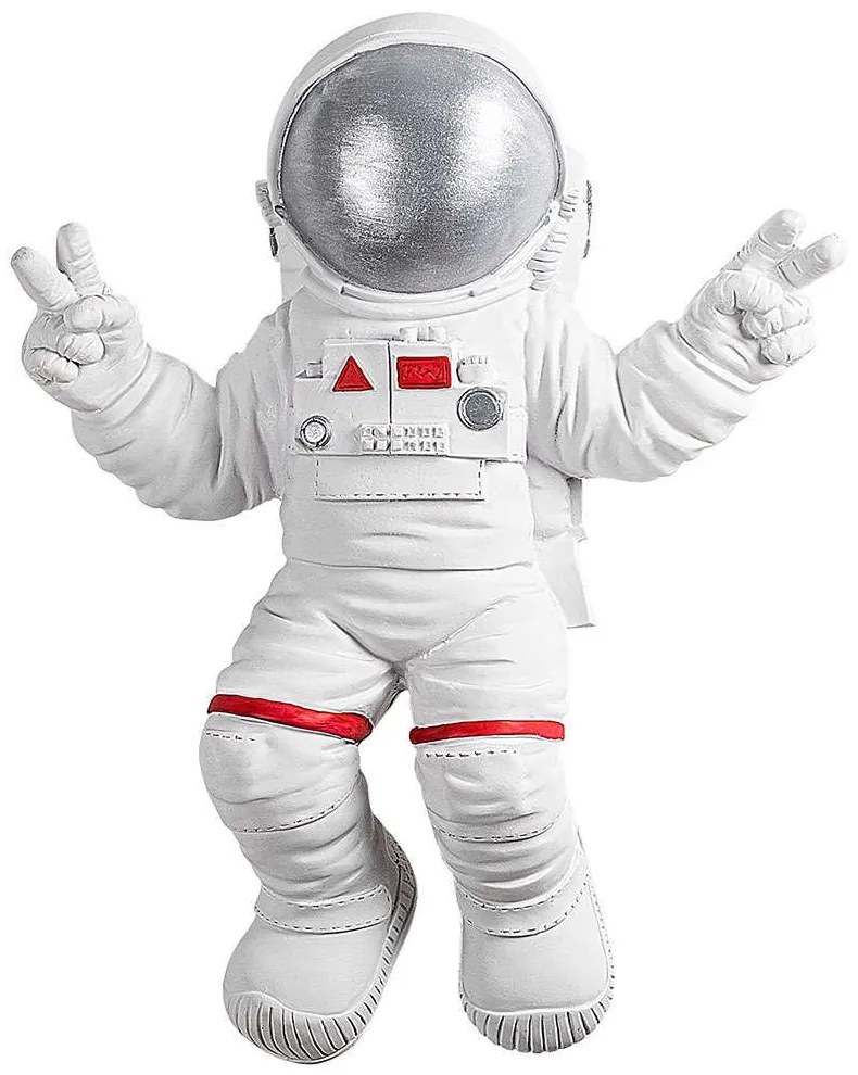 Διακοσμητικό Τοίχου Peace Sign Astronaut 565TNL1172 35x10x47cm White-Silver Wallity Πολυέστερ