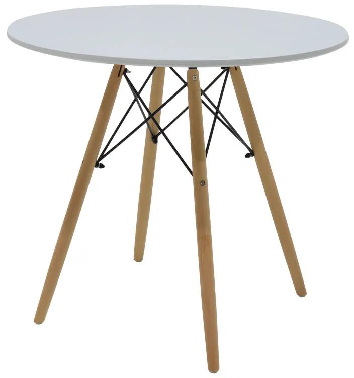 Τραπέζι Julita pakoworld MDF λευκό-πόδια φυσικό Φ80x73εκ
