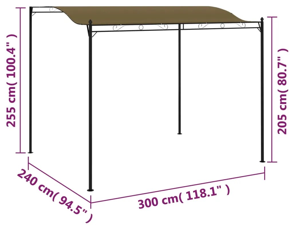 vidaXL Κιόσκι Σκίασης Taupe 3 x 2,4 μ. 180 γρ./μ²