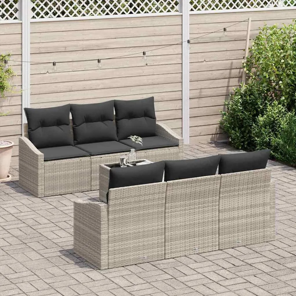 vidaXL Σετ Καναπέ Κήπου με μαξιλάρι 7 pcs Ανοιχτό γκρι 55 x 55 x 37 εκ