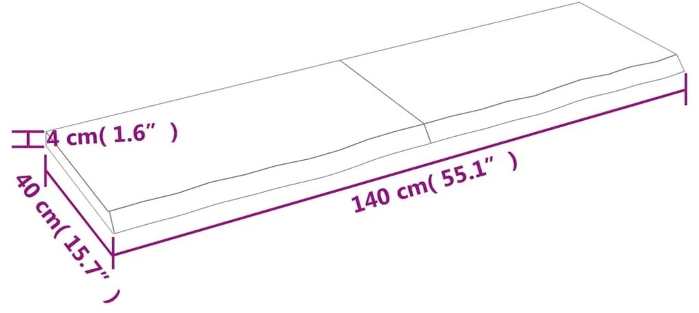 Επιφ Τραπεζιού Αν Καφέ 140x40x(2-4)εκ. Επεξ. Μασίφ Ξύλο Δρυός - Καφέ