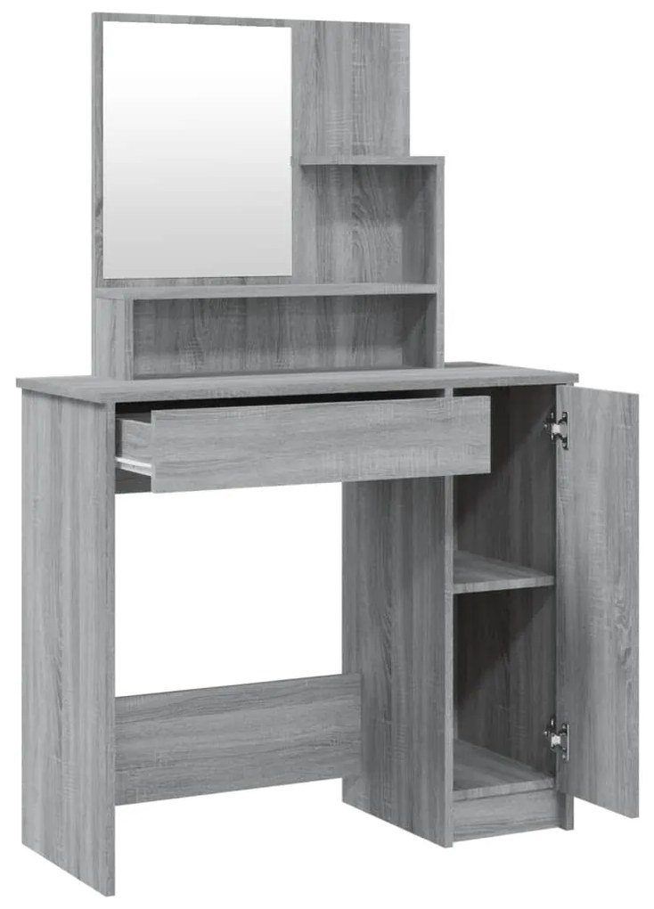 vidaXL Μπουντουάρ με Καθρέφτη Γκρι Sonoma 86,5x35x136 εκ.