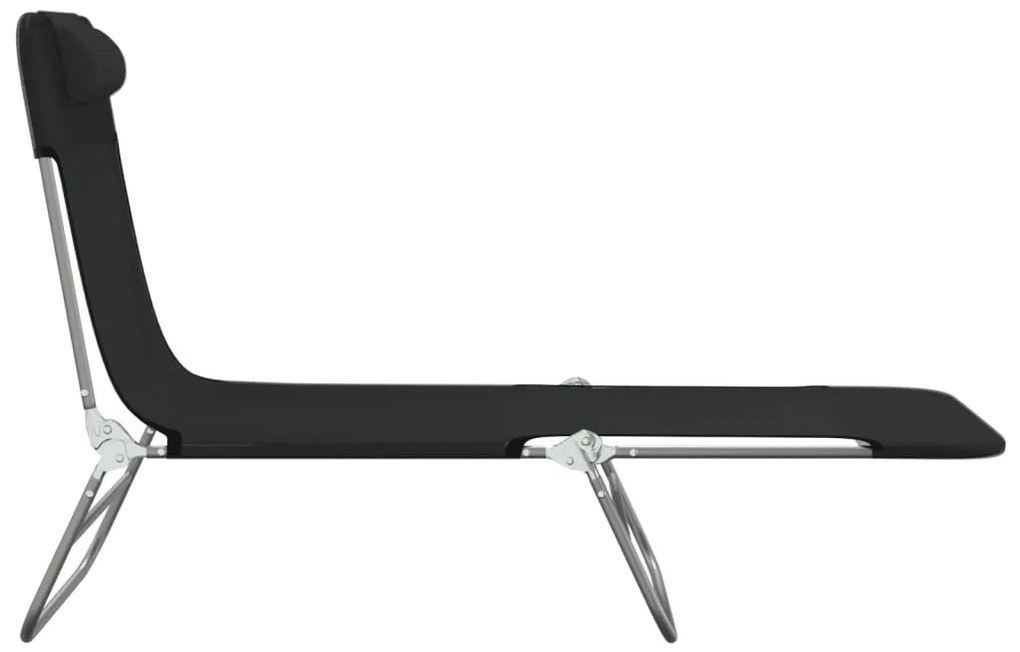 vidaXL Ξαπλώστρες Πτυσσόμενες 2 τεμ. Μαύρες από Textilene &amp; Ατσάλι