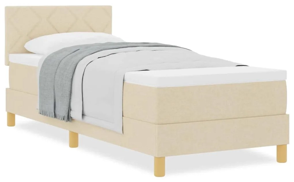 vidaXL Κρεβάτι box spring με στρώμα με στρώμα Κρεμ 80 x 200 cm ύφασμα