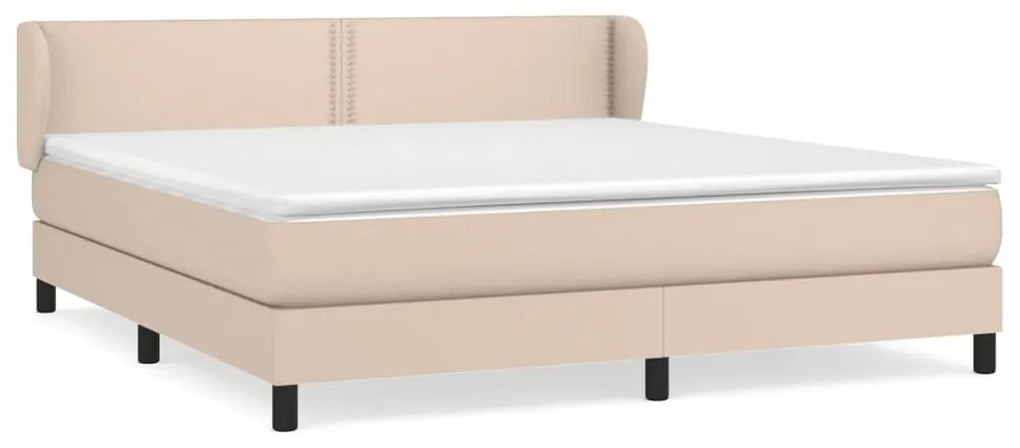 Κρεβάτι Boxspring με Στρώμα Καπουτσίνο 160x200εκ.από Συνθ.Δέρμα - Καφέ