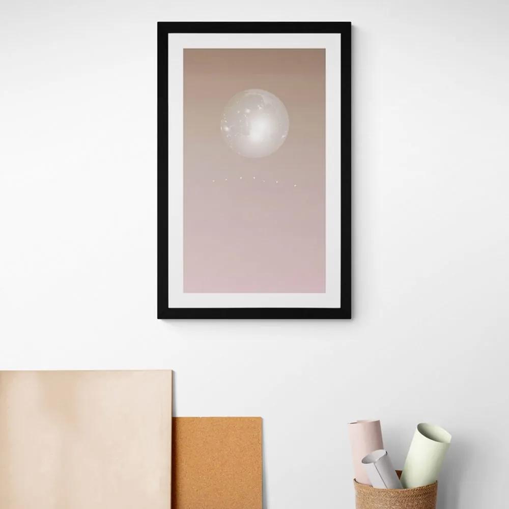 Αφίσα με παρπαστού Φεγγάρι σε απαλούς τόνους - 30x45 black