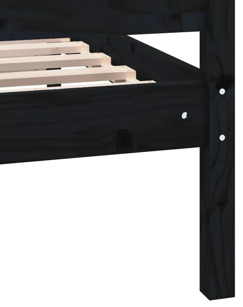 vidaXL Πλαίσιο Κρεβατιού Μαύρο 200 x 200 εκ. από Μασίφ Ξύλο