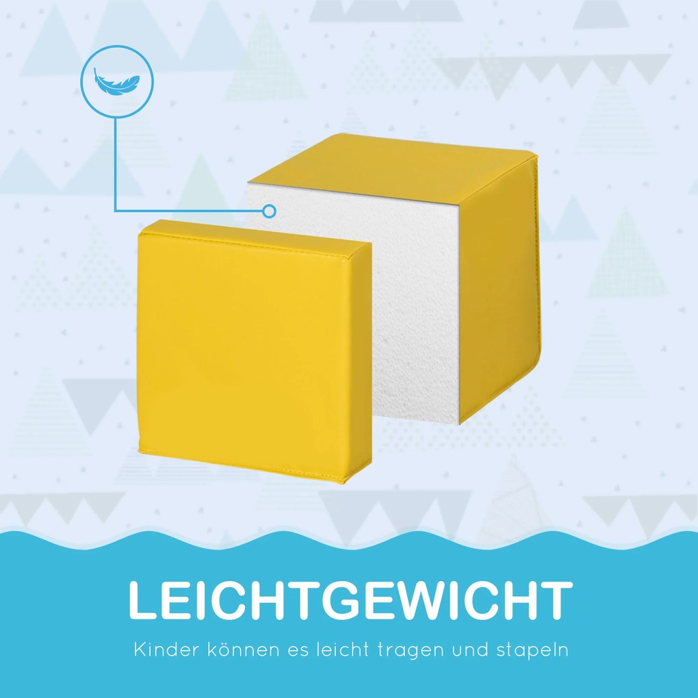 HOMCOM 12 ΤΕΜ. Τούβλα από Αφρό Παιδικά Μαλακά Τούβλα Γιγαντιαία Τούβλα Σετ Κατασκευών για 1-3 ετών Παιδιά Σετ Κατασκευών Κόκκινο+Κίτρινο