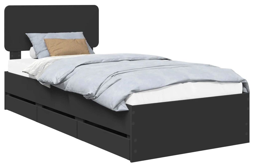 vidaXL Σκελετός Κρεβατιού Μαύρο 90 x 190 cm Μηχανήματος Ξύλο