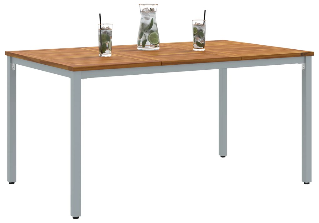 vidaXL Τραπέζι Κήπου 150x90x75 εκ από Στερεό Δρυ και Μέταλλο