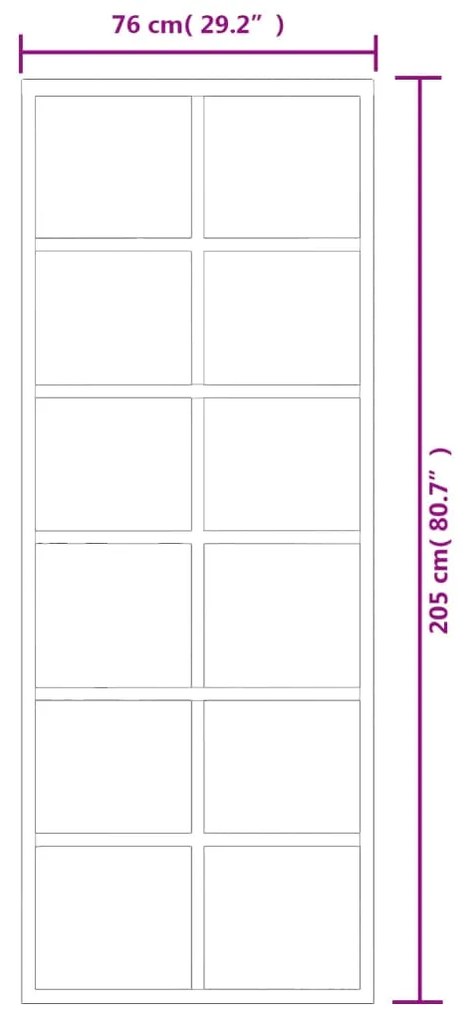 vidaXL Πόρτα Συρόμενη Μαύρη 76 x 205 εκ. από Γυαλί ESG / Αλουμίνιο