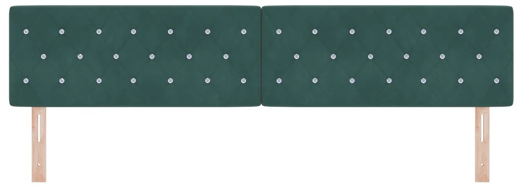 vidaXL LED Κεφαλάρι με Κρύσταλλα και Καπιτονάρισμα Σκούρο Πράσινο 100 εκ. Βελούδο