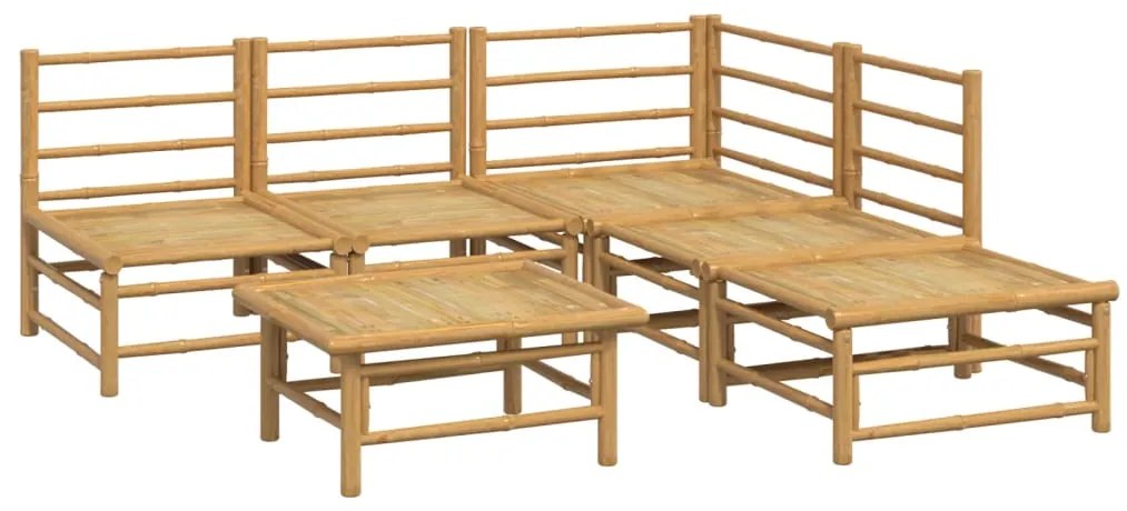 vidaXL Σαλόνι Κήπου Σετ 6 Τεμαχίων από Μπαμπού με Αν. Γκρι Μαξιλάρια