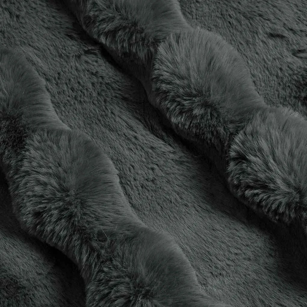 vidaXL Ψεύτικη κουβέρτα από κουνέλι 4 pcs Σκούρο Γκρι 130 x 150 cm