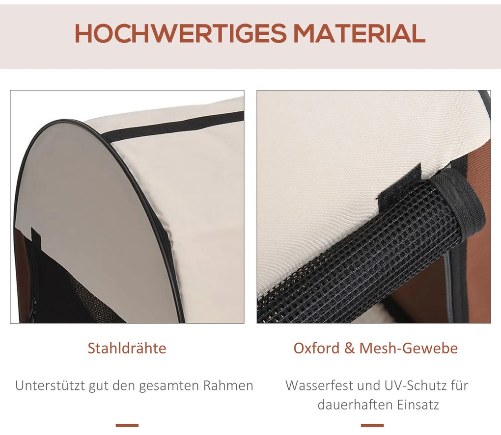 PawHut Σκυλοκουτί αναδιπλούμενο, τσάντα μεταφοράς κατοικίδιων με μαξιλάρι, τσάντα ταξιδίου, αδιάβροχο ύφασμα Oxford, καφέ, 61 x 46 x 51 cm