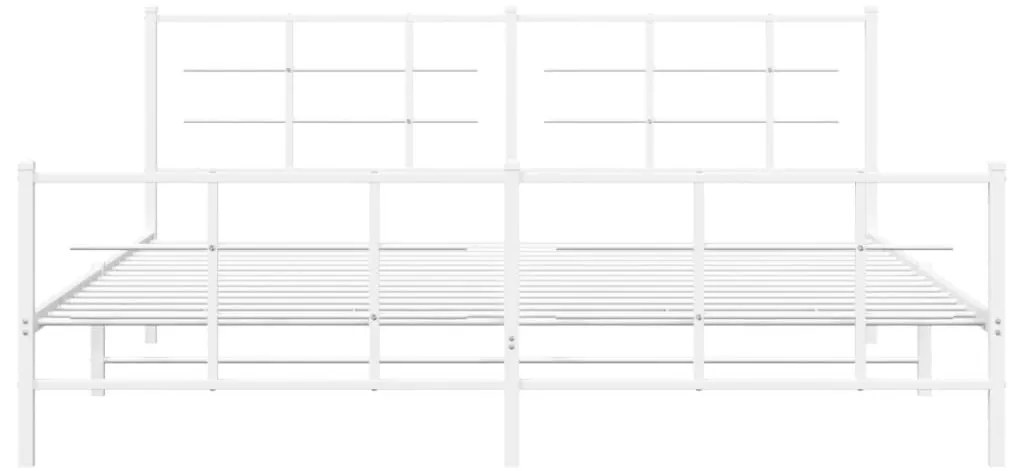 vidaXL Πλαίσιο Κρεβατιού με Κεφαλάρι&Ποδαρικό Λευκό 200x200εκ. Μέταλλο