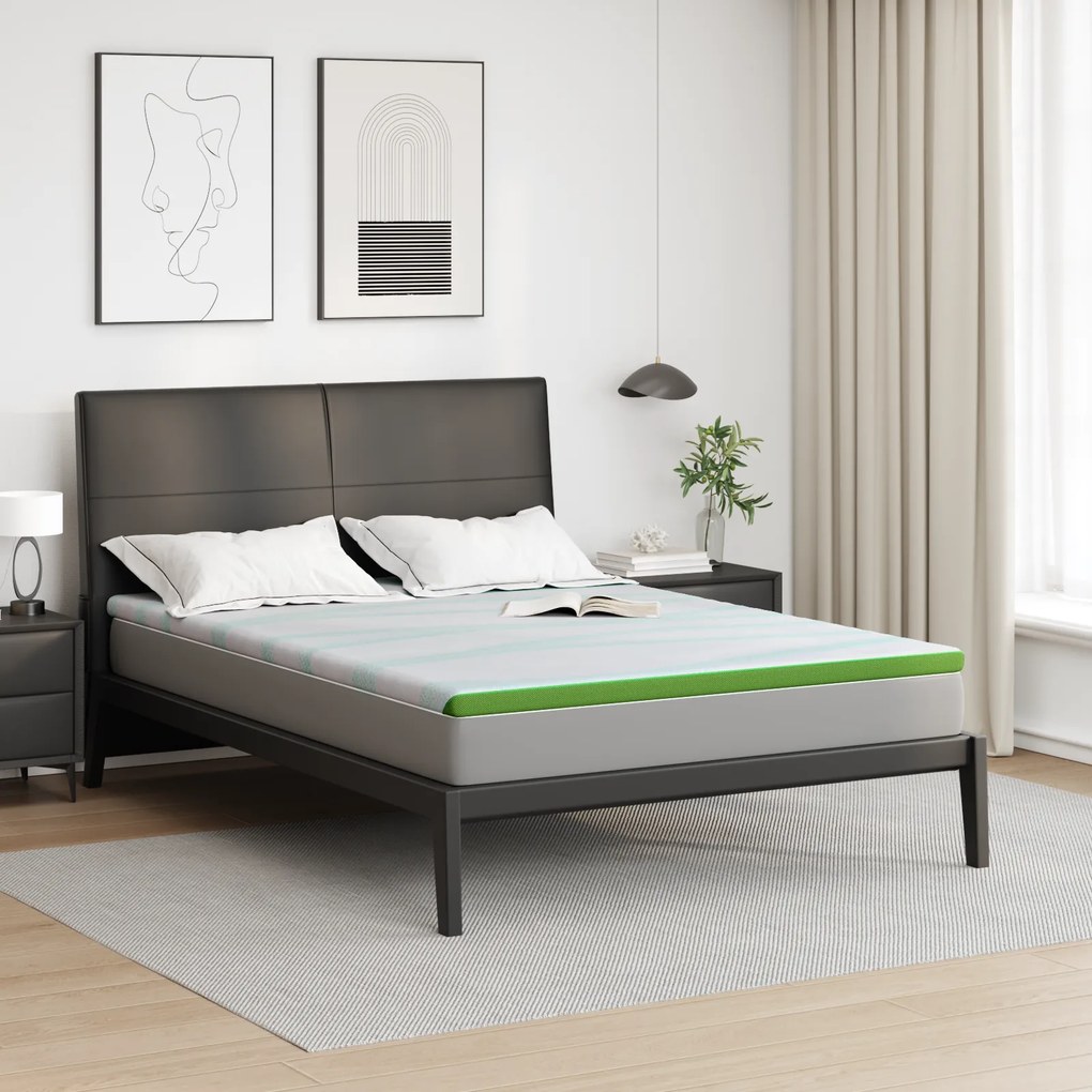 vidaXL Στρώματα Άλλο Λευκό και Πράσινο 140 x 200 cm