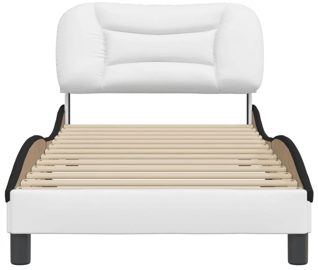 vidaXL Πλαίσιο κρεβατιού χωρίς Στρώμα Hvar Λευκό/Μαύρο 90x200εκ. Συνθ. Δέρμα