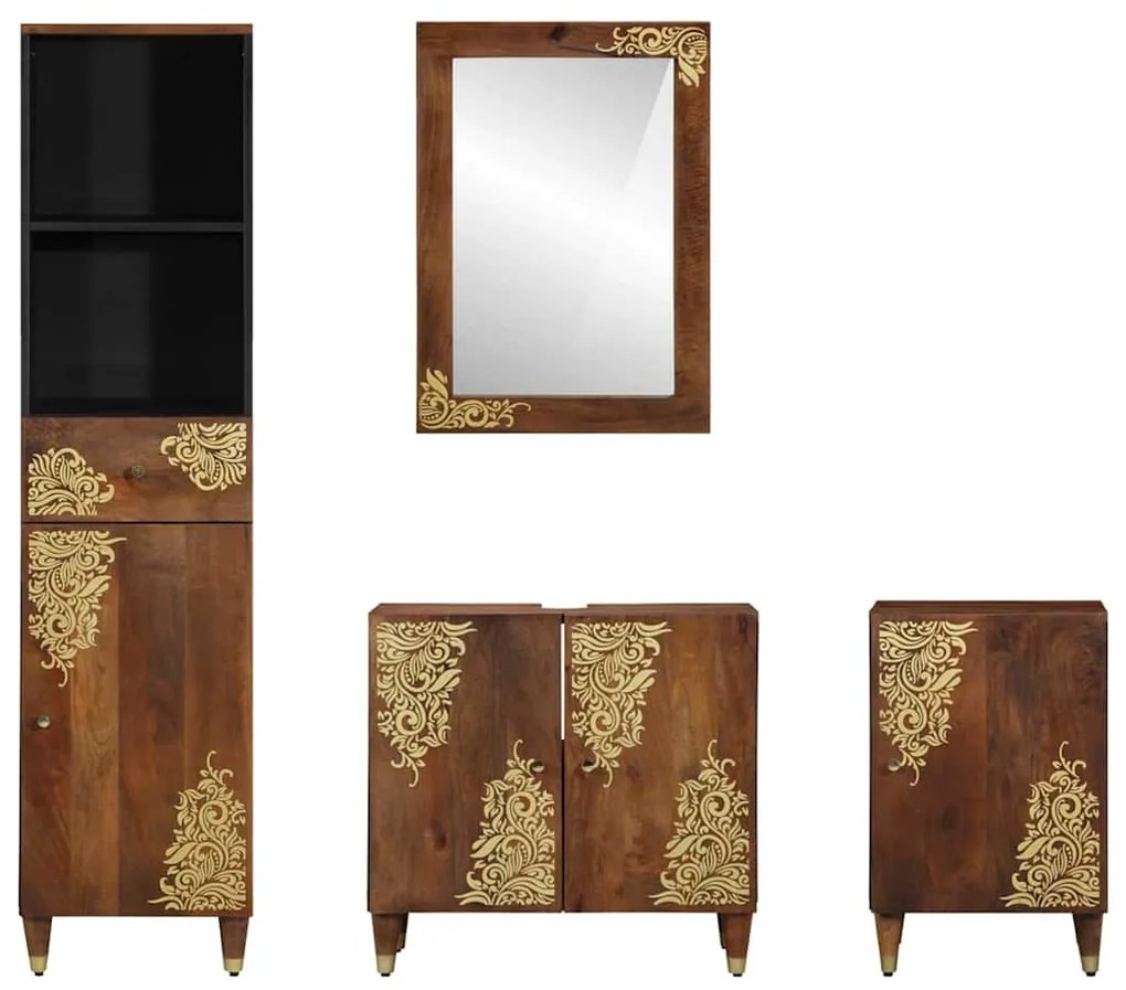 vidaXL Σετ Επίπλων Μπάνιου Επιτοίχιο 4 pcs Καφέ 62 x 33 x 58 εκ.