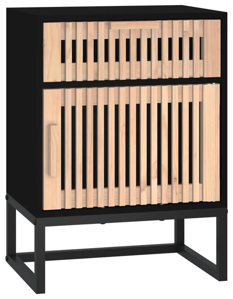 vidaXL Κομοδίνα 2 τεμ. Μαύρα 40x30x55,5 εκ Επεξεργασμένο Ξύλο &amp; Σίδερο