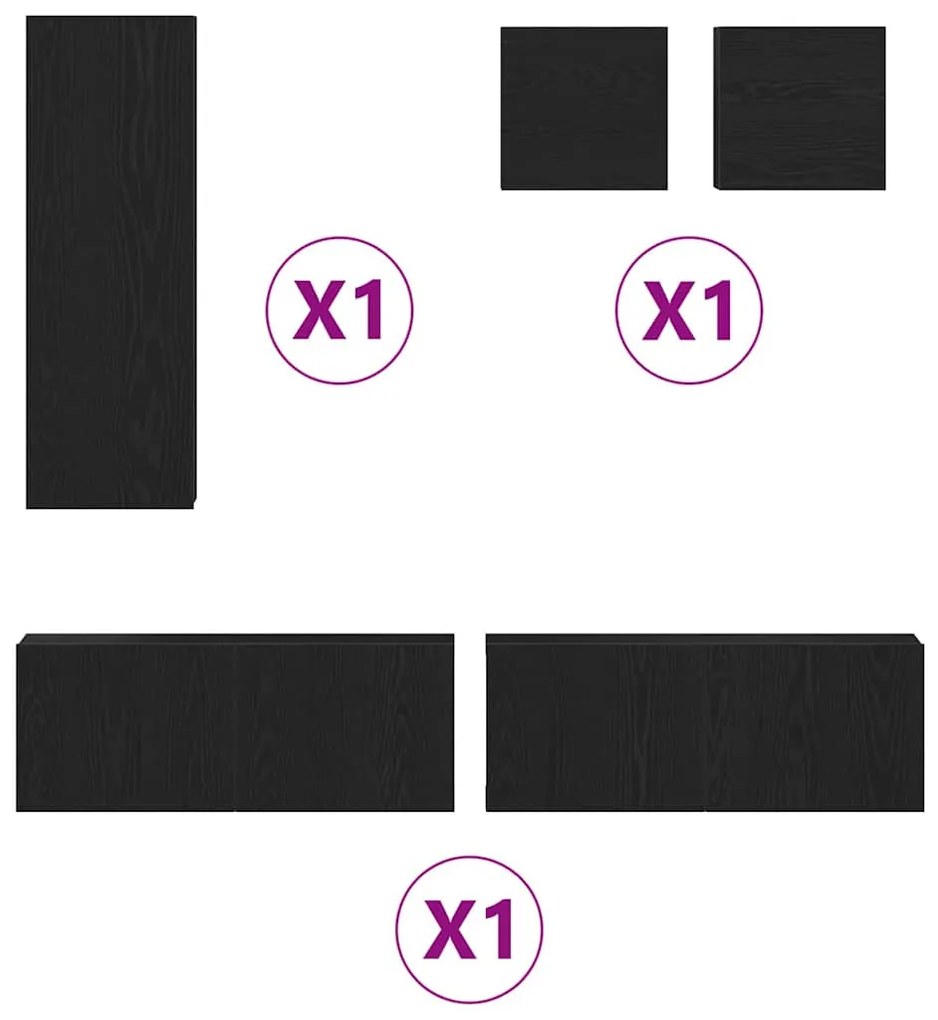 vidaXL Σετ Τηλεοπτικής Ντούσας 5 pcs Μαύρη δρυς 160 x 30 x 30.5 εκ.