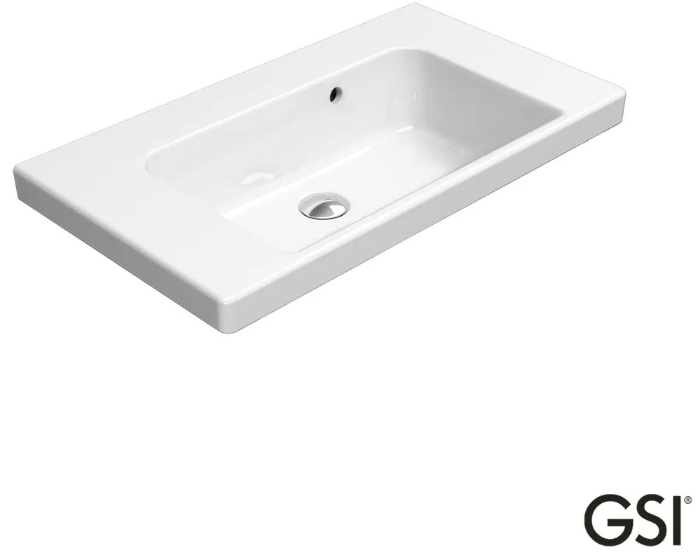 Νιπτήρας Πορσελάνης Norm 70x40 Χωρίς Οπή Μπαταρίας (1 προχαραγμένη) GSI White 8632-300