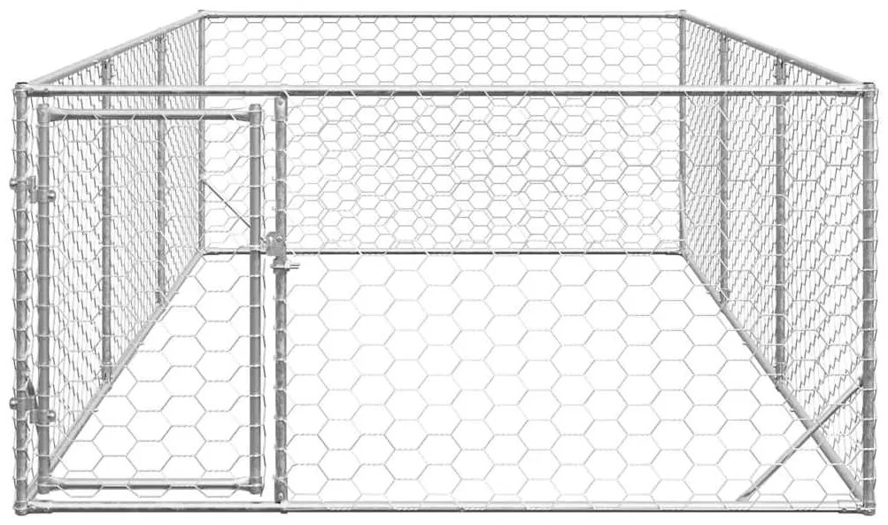 vidaXL Κλουβί Σκύλου Εξωτερ. Χώρου με πόρτα 2x4x1 μ. Γαλβαν. Ατσάλι