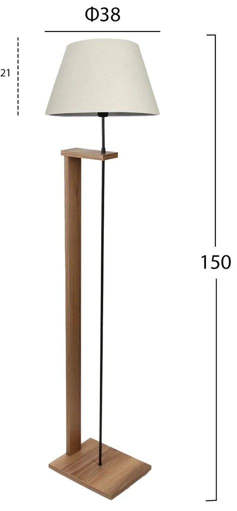 Φωτιστικό δαπέδου C7609.01 MDF Καρυδί με Εκρού Φ38x150εκ. 38x38x150 εκ.