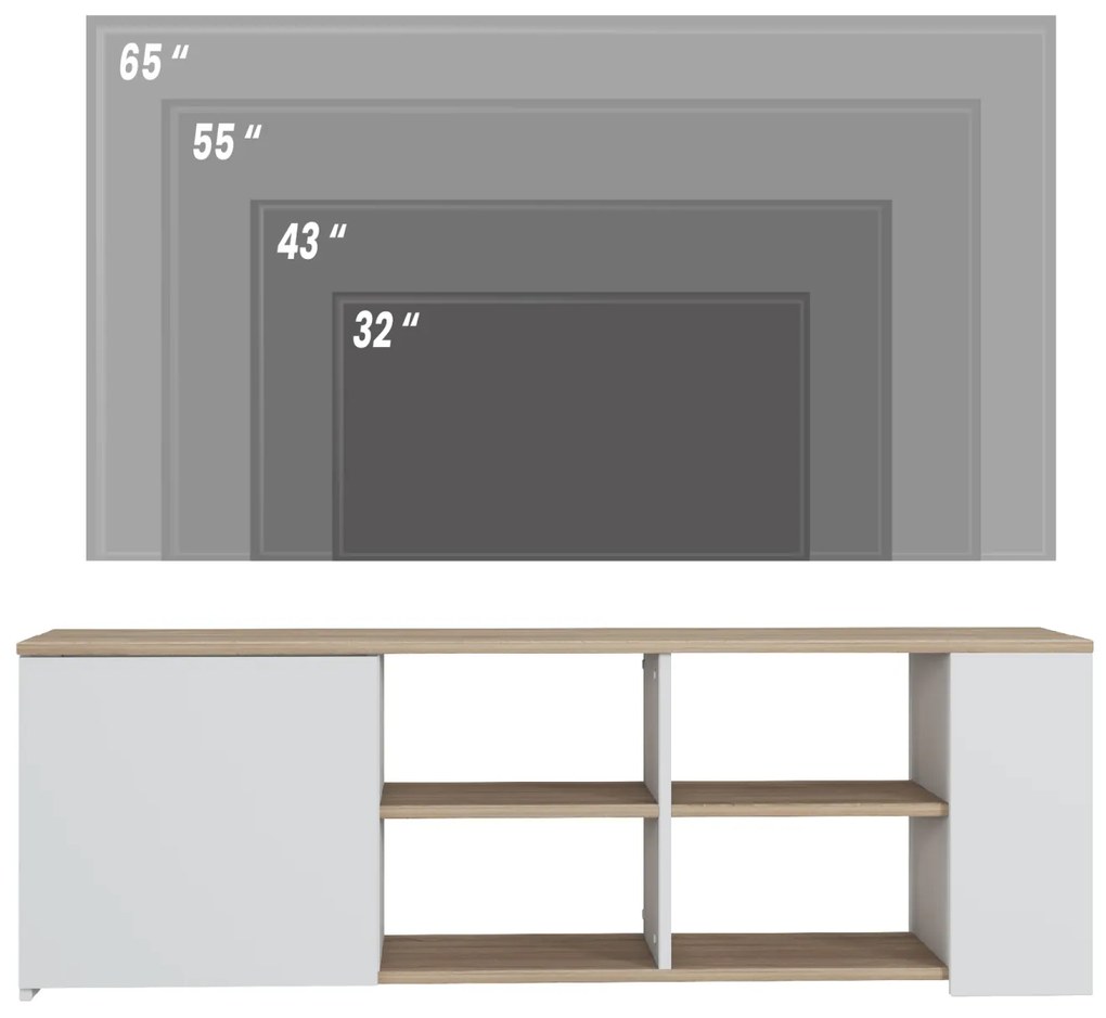 Έπιπλο Τηλεόρασης ArteLibre EBRONANTO Λευκό/Φυσικό Μοριοσανίδα/Μελαμίνη 150x35x45cm