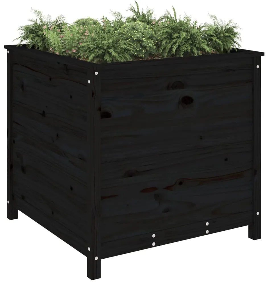 vidaXL Ζαρντινιέρα Μαύρη 82,5 x 82,5 x 78 εκ. από Μασίφ Ξύλο Πεύκου
