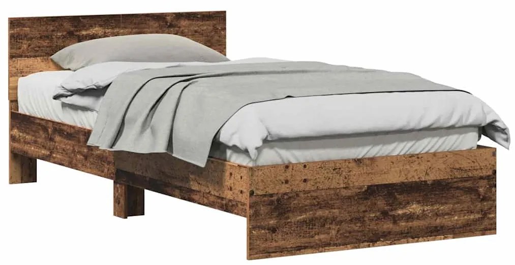 vidaXL Σκελετός Κρεβατιού με κεφαλάρι Παλιό Ξύλο 203 x 185 x 70 εκ