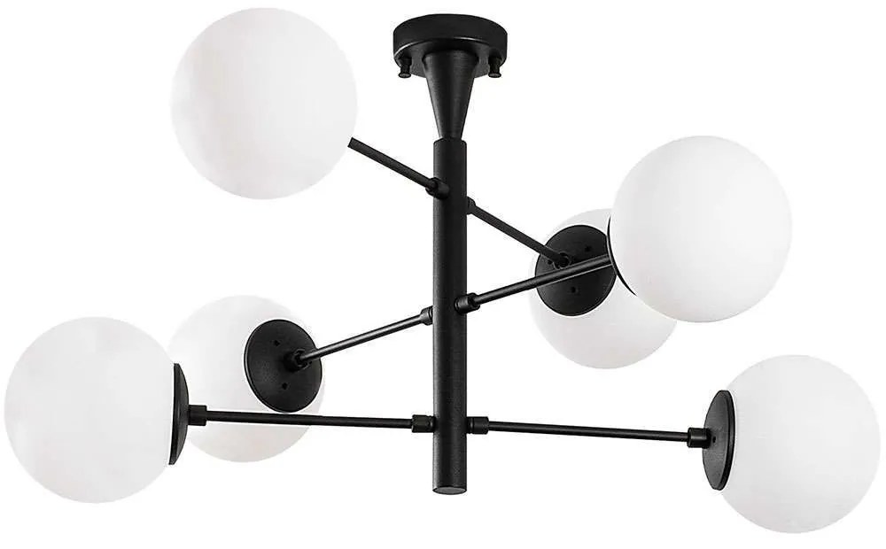 Φωτιστικό Οροφής - Πλαφονιέρα Arge 942FLG2507 75x75x40cm 6xE14 40W Black Opviq