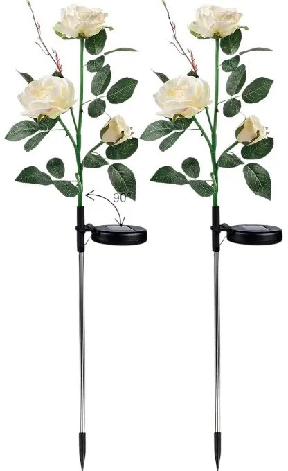 Φωτιζόμενα διακοσμητικά λουλούδια LED με ηλιακό πάνελ - 2pcs - 150333 - White