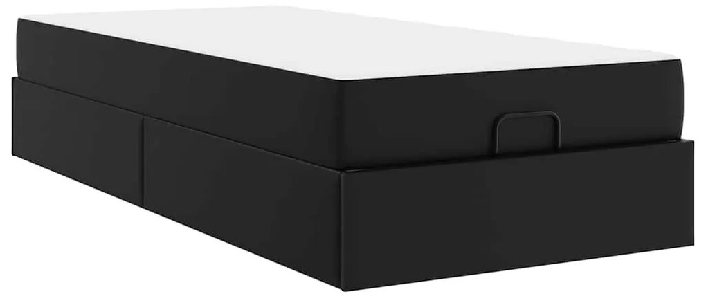 vidaXL Σκελετός κρεβατιού με στρώμα Μαύρο 80 x 200 cm Τεχνητό δέρμα