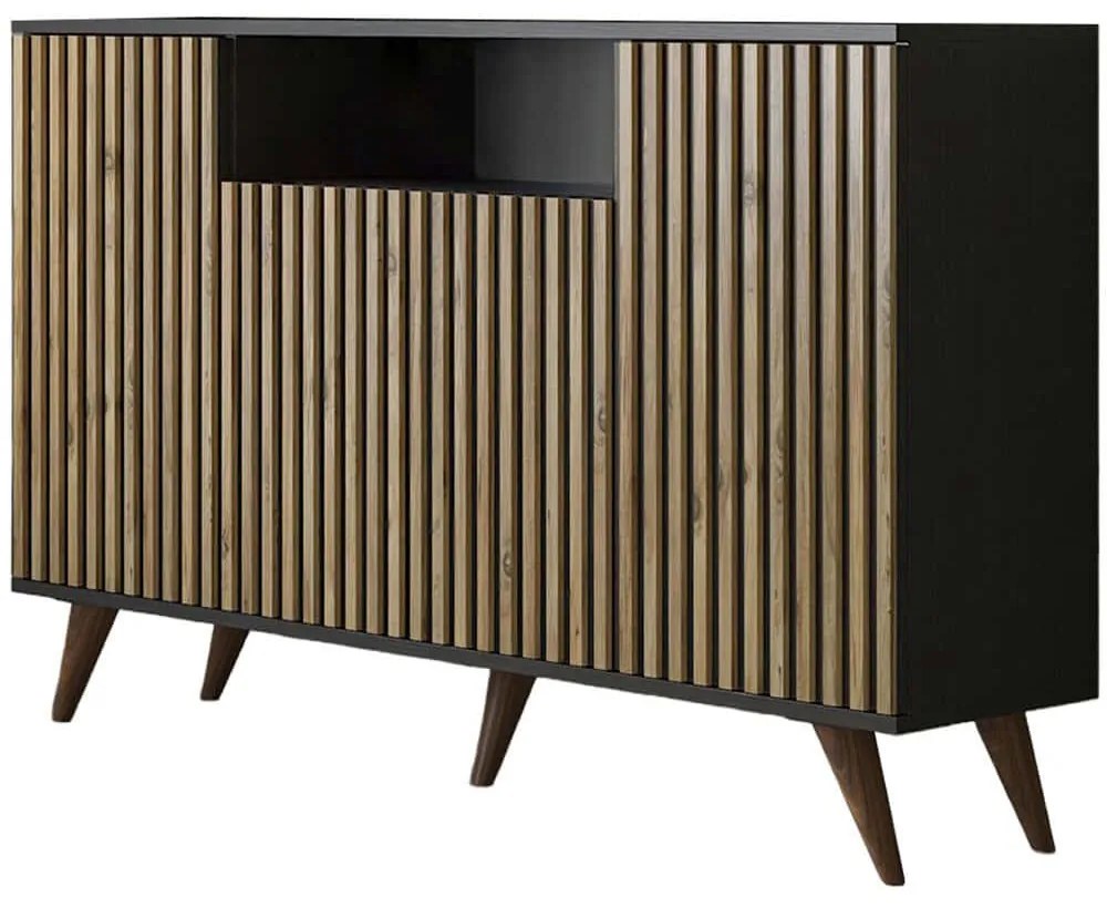 Μπουφές 787CDL1707 140x35x91cm Pine-Black Μοριοσανίδα,Mdf