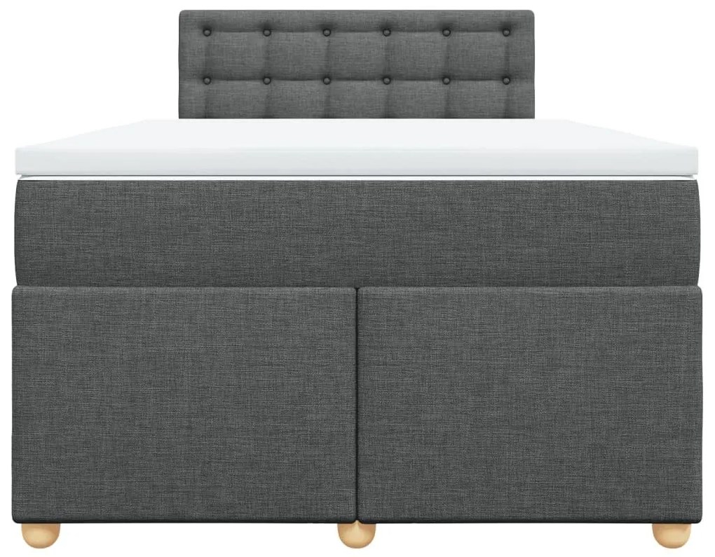 Κρεβάτι Boxspring με Στρώμα Σκούρο Γκρι 120x200 εκ. Υφασμάτινο - Γκρι