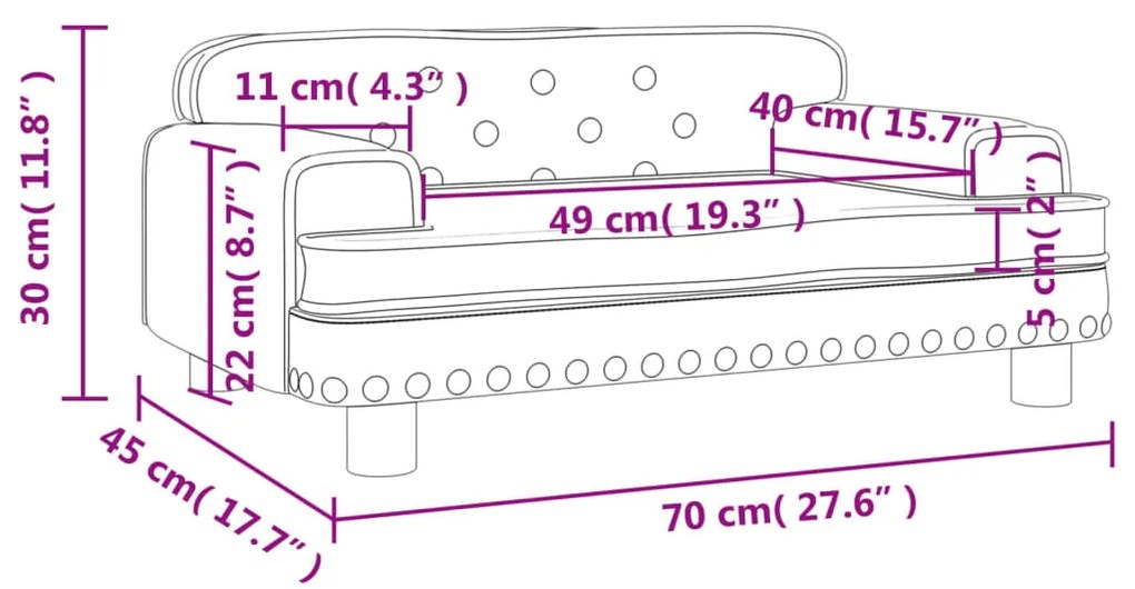 vidaXL Καναπές Παιδικός Καφέ 70 x 45 x 30 εκ. από Συνθετικό Δέρμα