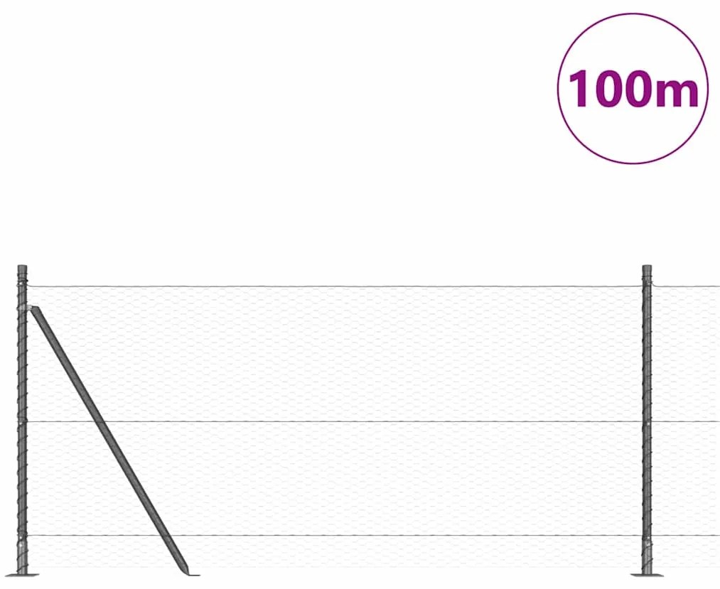vidaXL Φράχτης με Στήλες. Γκρι 0.8 x 100 μ Ατσάλι με επικάλυψη PVC