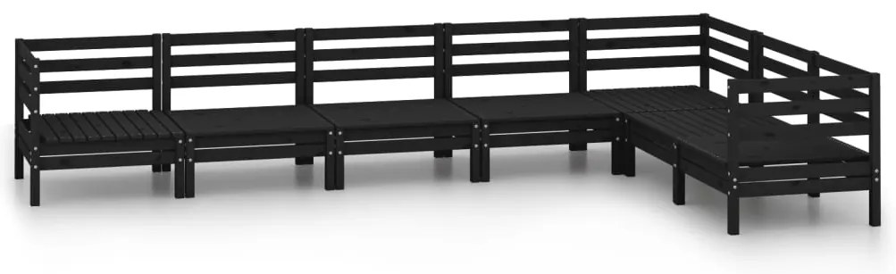 vidaXL Σαλόνι Κήπου Σετ 7 Τεμαχίων Μαύρο από Μασίφ Ξύλο Πεύκου