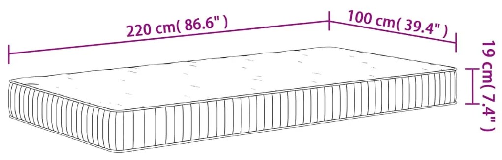 Στρώμα με Pocket Springs Μεσαία Σκληρότητα 100x220 εκ. - Λευκό