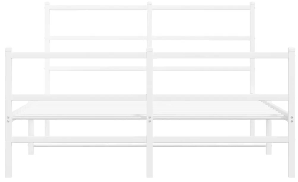vidaXL Πλαίσιο Κρεβατιού με Κεφαλάρι/Ποδαρικό Λευκό 135x190εκ. Μέταλλο