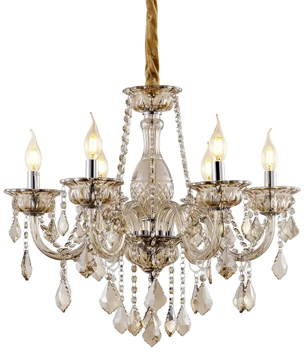 Artekko Chandelier Champ Πολυέλαιος 6φωτος Σαμπανιζέ Κρύσταλλο (60x60x60)cm