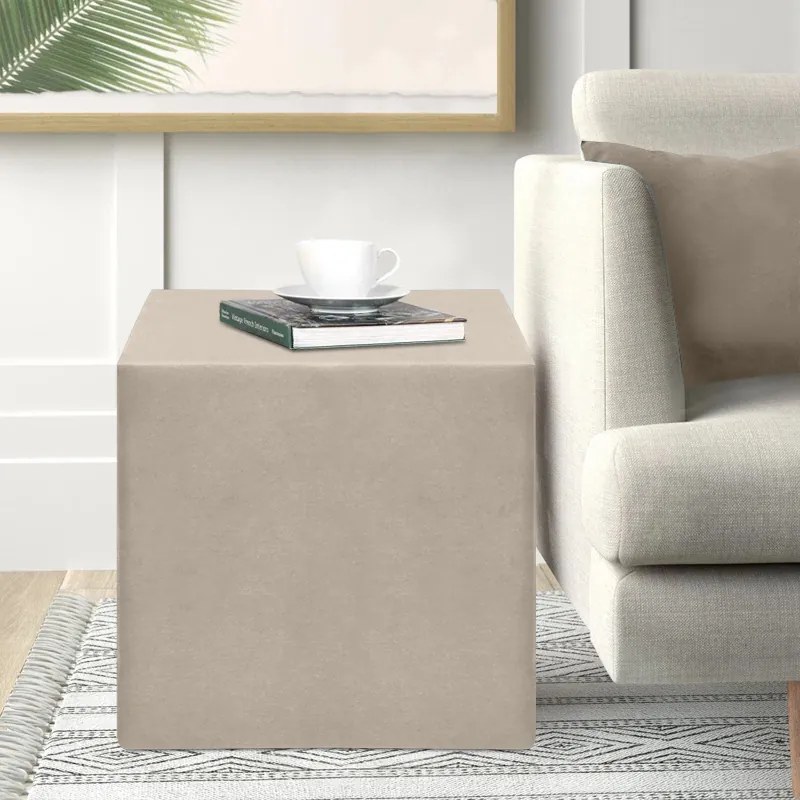 Σκαμπώ April Megapap βελούδινο χρώμα μπεζ 40x40x40εκ. - GP043-0102,4