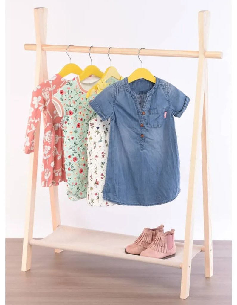 Storage solutions Παιδική Κρεμάστρα Ρούχων με 1 Ράφι από Ξύλο Πεύκου