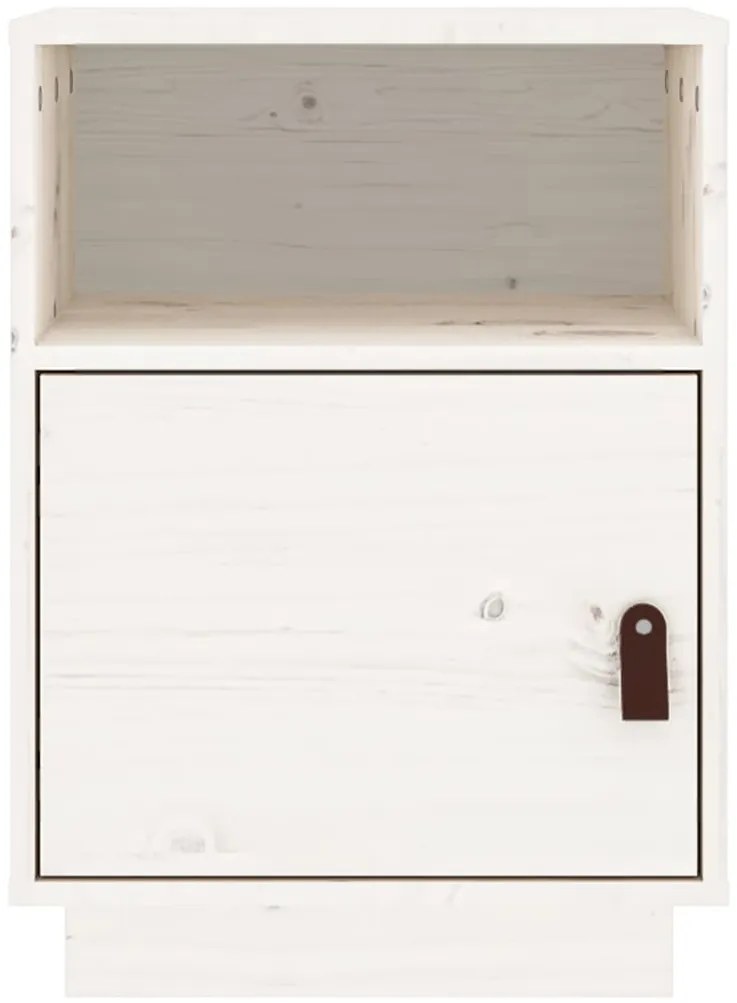 vidaXL Κομοδίνο Λευκό 40 x 34 x 55 εκ. από Μασίφ Ξύλο Πεύκου