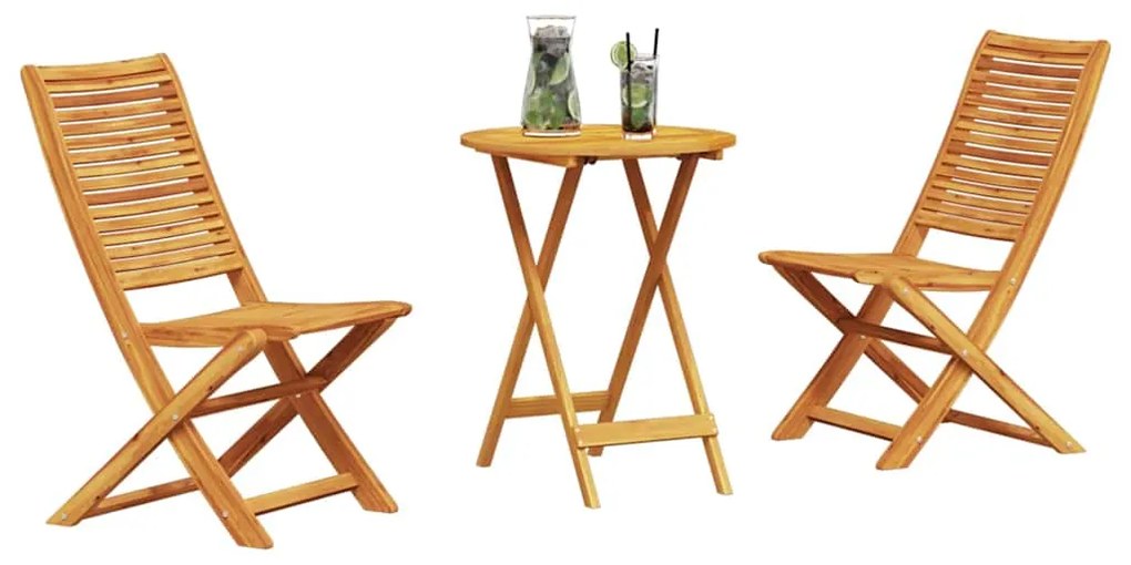 vidaXL Φορητό Σετ Μπιζερί 3 pcs Καφέ Στερεό Ξύλο Ακακίας