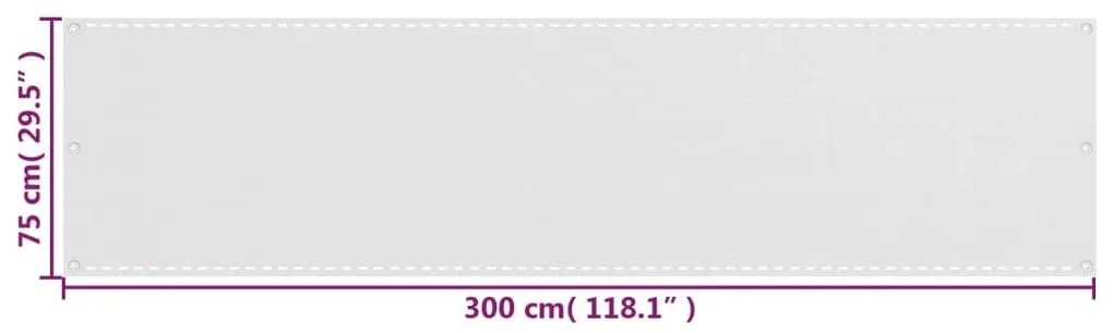 Διαχωριστικό Βεράντας Λευκό 75 x 300 εκ. από HDPE - Λευκό