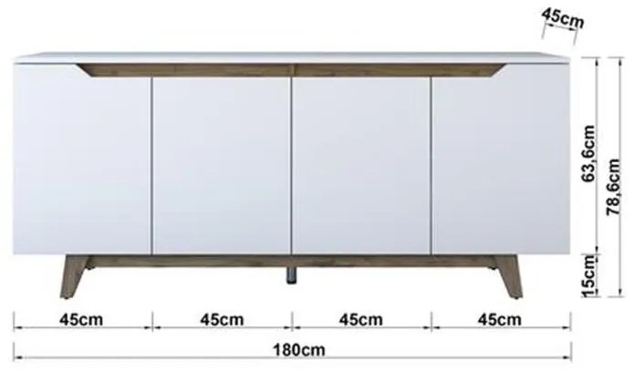 Μπουφές Rafaelo λευκό-καρυδί 180x45x78,5εκ